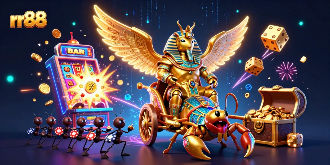 rr88 thrilling slots experience with a golden beetle and jackpot excitement