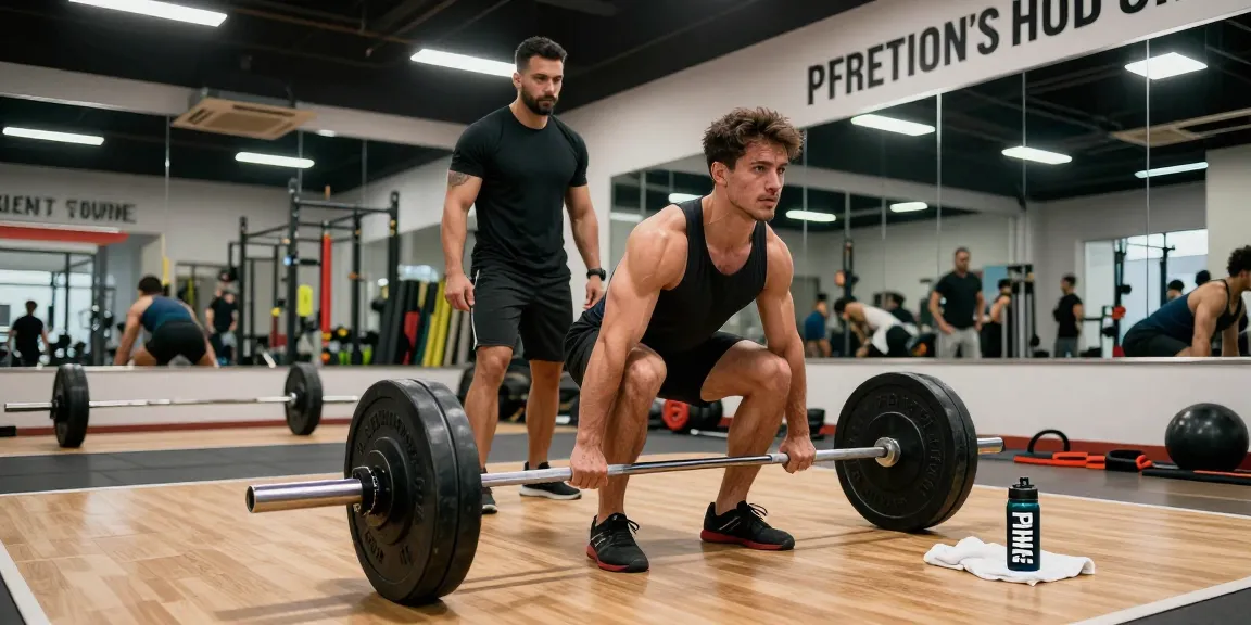 Atleet die deadlift uitvoert met Prime Pharma Steroids, geïnspireerde trainingsomgeving.