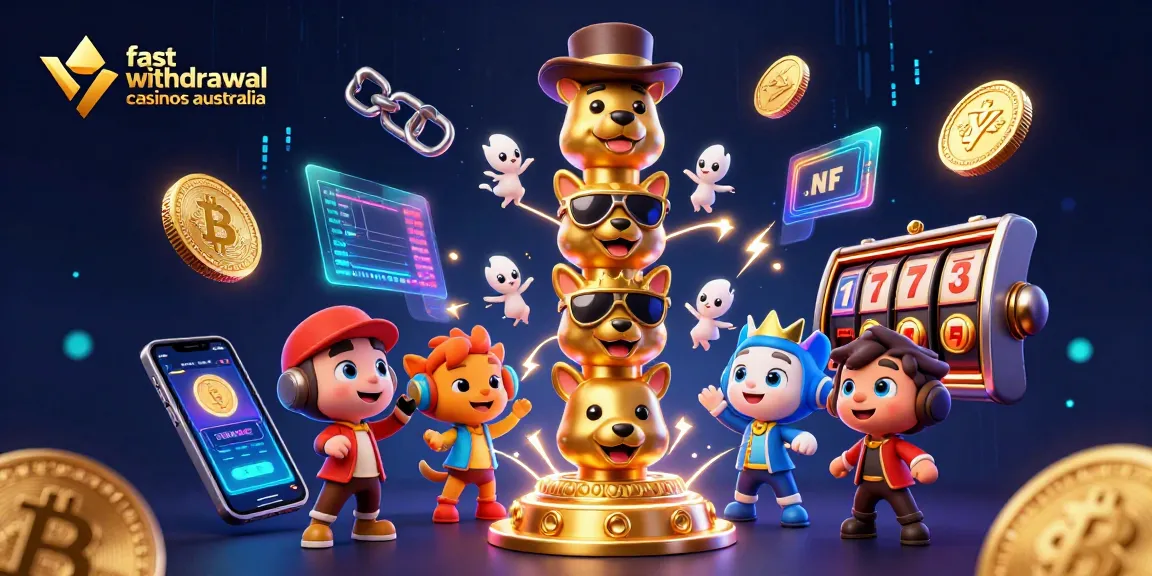 Explore fast withdrawal casinos Australia with vibrant slot-themed 3D illustration showcasing instant payouts.